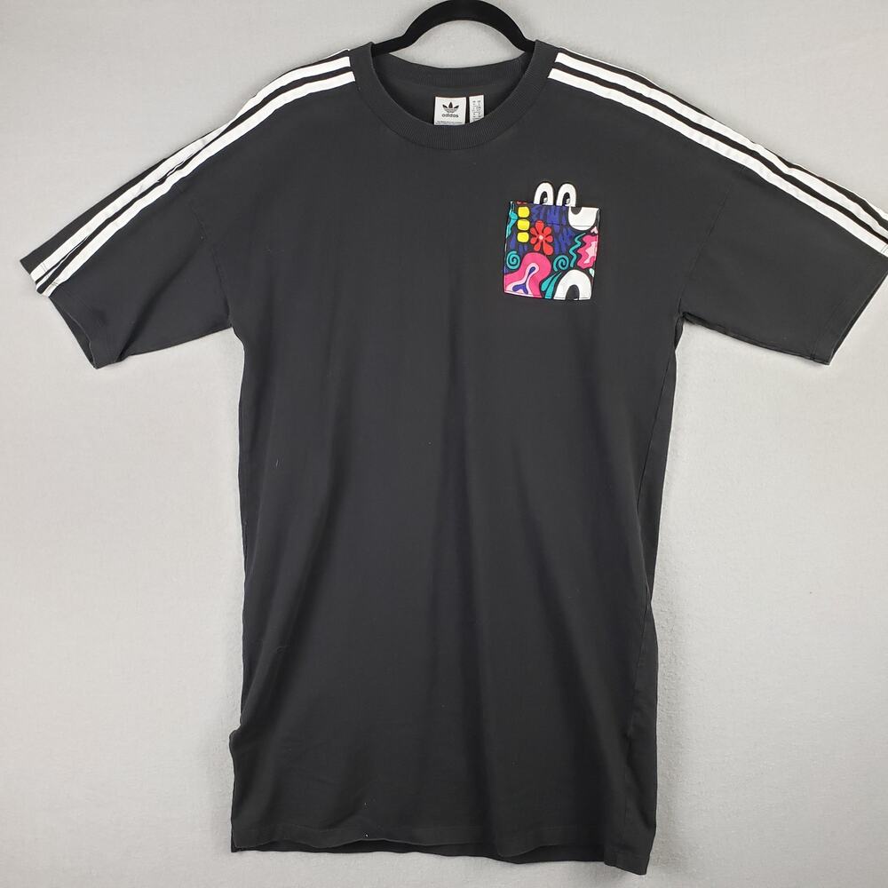 Adidas Size S Wide Eyes Pocket Trefoil Crew Neck Tee Shirt Black Soccer Eclectic